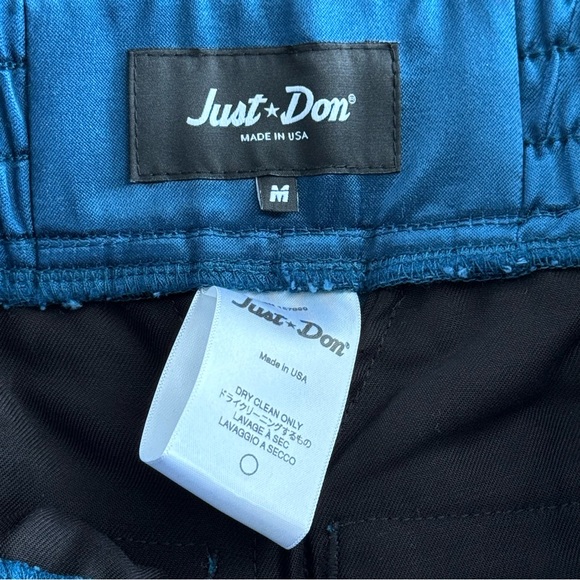 JUST DON Tearway Track Pants Blue Satin Leopard Trim Men MEDIUM NEW WITH TAG - Picture 6 of 12